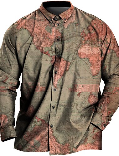  Herre Plusstørrelser Skjorte Stor og høj Kort Aftæpning Knapper Langærmet Forår sommer Sport Mode Gade Designer udendørs Ferierejse Toppe