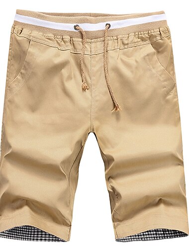  Herren Shorts Kurze Hosen Sommer-Shorts Lässige Shorts Tasche Kordelzug Elastische Taille Glatt Komfort Atmungsaktiv Sports Outdoor Festtage Ausgehen Baumwollmischung Stilvoll Basic Schwarz Weiß