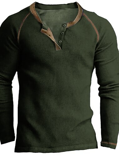  Pánské Tričko s knoflíkem Tričko Henley Tričko s dlouhým rukávem Dlouhý rukáv Henley Jaro & podzim Bez vzoru Módní Šik ven Klasické Tlačítko dolů Dovolená Denní nošení Jdeme ven Námořnická modř Čern