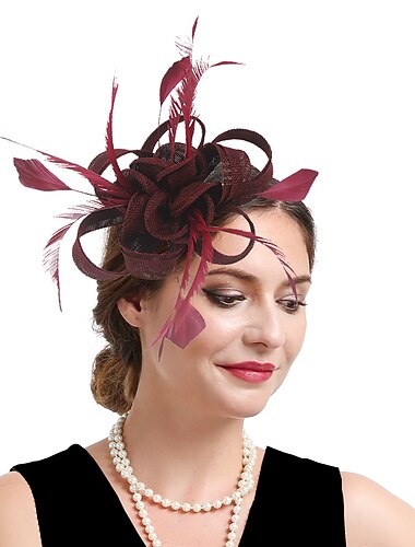  Fascinators kentucky derby cappello copricapo organza poliestere / poliammide cappello fedora cappello a velo tea party corsa di cavalli giorno delle donne stile vintage vintage elegante con