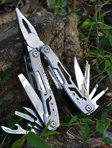  1 Paar Edelstahl-Faltzange mit Schraubendreher, Säge, Messer, Flaschenöffner für Camping, taktisches, Haushaltswerkzeug