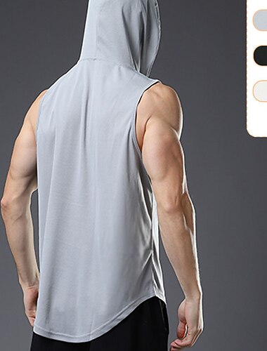  Men's Tank Top Undershirt Muscle Shirt Moisture Wicking Shirts Sleeveless Hooded Summer Plain Classic & Timeless Casual Daily Workout Daily Sports Going out White Top Tee for Men