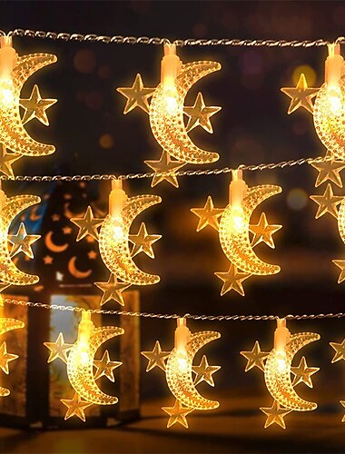  ramadan eid strenglys star moon mubarak 3m 20leds/6m 40leds led strenglys ramadan kareem dekorasjon til hjemmet 2023 islamsk muslimsk festival festrekvisita