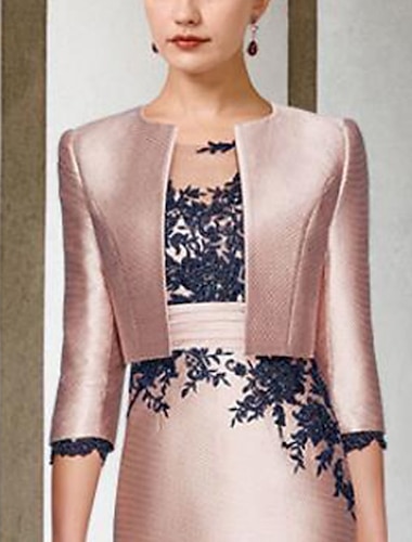 sjaal&amp; omslagdoek bruiloftsgast damesomslag bolero puur elegant 3/4 mouw satijn herfst bruiloft omslagdoeken met pure kleur voor feest alle seizoenen
