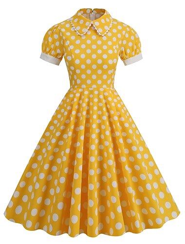  ポルカドット レトロヴィンテージ1950年代グリース衣装 ドレス フレアドレス ポルカドット ファンシードレス 女性のカーニバル 仮装 デイリウェア デート 大人のドレス ホームカミングドレス