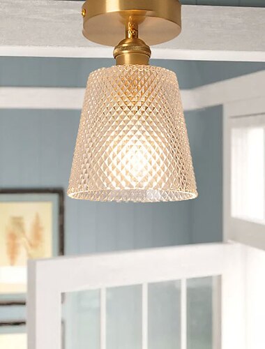 Semi Flush Mount Ceiling Lamp Light Copper 12cm Glass Shade Lamp Ceiling Light Fixture Lighting 110-240V