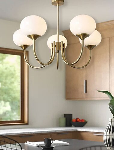  LED-Pendelleuchte Mitte des Jahrhunderts 3/5 Lichter Sputnik-Kronleuchter mit Glaskugel, moderne goldene Deckenleuchte für Esszimmer, Wohnzimmer, Schlafzimmer, Küche, Restaurant, Pendelbeleuchtung