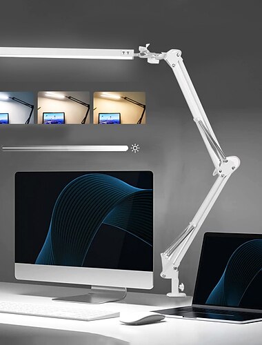  led lesetischlampe 24 watt klappbare schwingarm schreibtischlampe mit klemme dimmbar geeignet für werkbank home augenpflege büro studie shustar