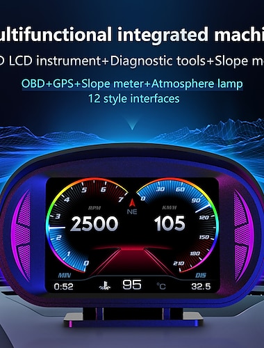  car hud dual system obd2 gps veicolo head up display tachimetro digitale con allarme di tensione eccessiva avviso di affaticamento del conducente