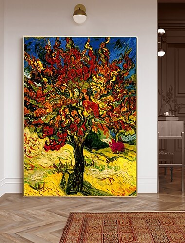 ציור שמן בעבודת יד קישוט אמנות קיר בד העתקת ציורים מפורסמים עץ ואן גוך לעיצוב הבית מגולגל ללא מסגרת ציור לא מתוח