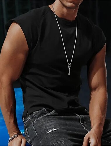  Homme Débardeur Sous-Vêtements T-shirt sans manches Chemise de batteur de femme Sans manches Col ras du cou Été Uni Mode Designer Muscle Extérieur Athleisure Salle de sport Noir T-shirt haut de gamme