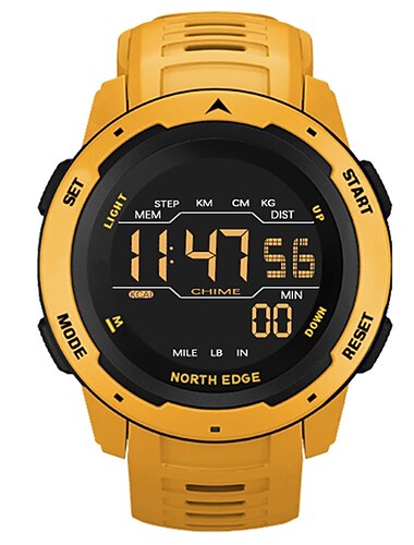  ساعة رقمية للرجال، ساعات رياضية، نظام توقيت مزدوج، مقياس خطوات، منبه، مقاومة للماء حتى 50 مترًا، ساعة عسكرية