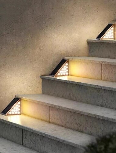  2 stks solar stap licht outdoor trap verlichting led lens ontwerp super helder ip67 waterdicht anti-diefstal trap licht decor verlichting voor tuin dek tuin lamp