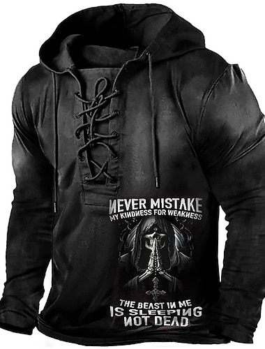  Hombre Sudadera Con Capucha Pull-over Negro Con Capucha Cráneos Letra Estampados Acordonado Estampado Casual Diario Deportes Impresión 3D Ropa de calle Design Básico Primavera & Otoño Ropa Sudaderas