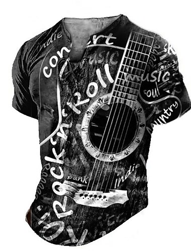  Per uomo Maglietta Grafico Chitarra Strumento musicale Abbigliamento Stampa 3D Quotidiano Sportivo Uscire Manica Corta Allacciato Stampato Poliestere Moda Casual Comfort