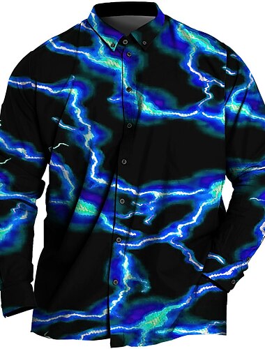  Herre Plusstørrelser Skjorte Stor og høj Grafiske tryk Aftæpning Knapper Langærmet Forår sommer Sport Mode Gade Designer udendørs Ferierejse Toppe