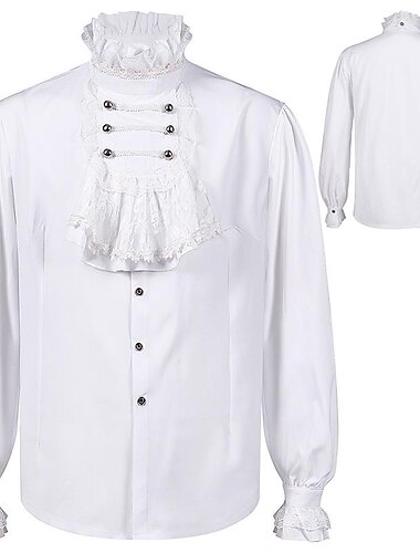  Retro Vintage Mittelalterlich Renaissance Bluse / Hemd Tunika Ren Faire Ritter Wikinger Ranger Einfarbig Herren Seeräuber Fantasie königlich Maskerade Erwachsene Bluse