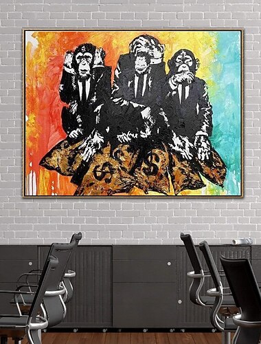  handgjord handmålad oljemålning vägg modern abstrakt målning apa graffiti duk målning heminredning dekor rullad duk ingen ram osträckt