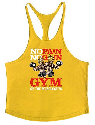  Canotta da uomo per allenamento in palestra | "Niente dolore niente guadagno" grafica muscolare | Fitness senza maniche