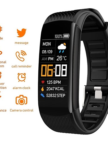  696 C5S Reloj inteligente 0.96 pulgada Pulsera inteligente Bluetooth Recordatorio de Llamadas Monitor de Pulso Cardiaco Recordatorio sedentaria Compatible con Android iOS Mujer Hombre Recordatorio de