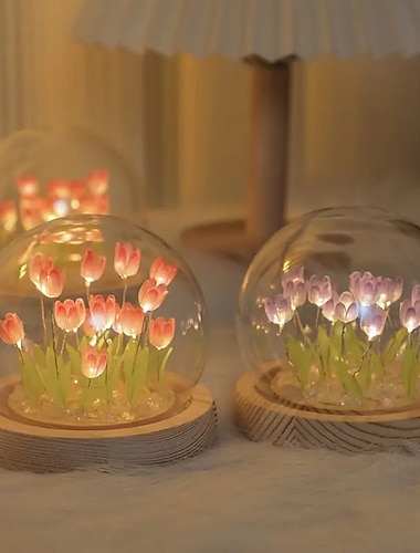  DIY Tulpen Nachtlicht Simulationsblume Schlafzimmer Geschenk INS Schlaflicht Geburtstagsgeschenk Atmosphärenlicht Schreibtischdekoration