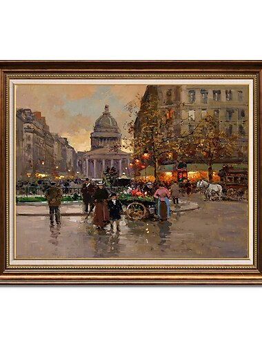  pictură în ulei realizată manual, pânză, artă de perete, decorare, impresie franceză, scenă de stradă clasică, pentru decor interior, pictură fără rame, fără rame