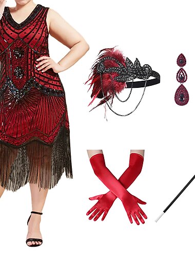  Goldene Zwanziger 1920er Cocktailkleid Flapper Kleid Kleid Outfits Der große Gatsby Hochzeitsgast Pailletten Quastenfransen Damen Maskerade Party / Abend Abschlussball Hochzeitsempfang Erwachsene