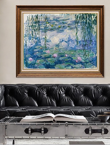  ציור שמן בעבודת יד קישוט קיר אמנות קנבס התרשמות מונט ציור מפורסם של חבצלות מים לעיצוב הבית ציור מגולגל ללא מסגרת ללא מסגרת