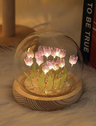  DIY Tulp Nachtlampje Simulatie Bloem Slaapkamer Geschenk INS Slaap Licht Verjaardagscadeau Sfeerlamp Bureau Decoratie
