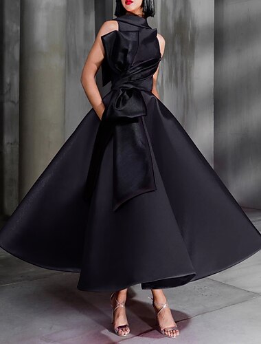  Ballkleid Knöchellänge Abiballkleider Abendkleid Ballkleid Festliche Kleidung Elegant 1950er Farbblock Ärmellos Hoher Ausschnitt Hochzeitsgast Abschlussball Satin mit Schleife(n) 2025