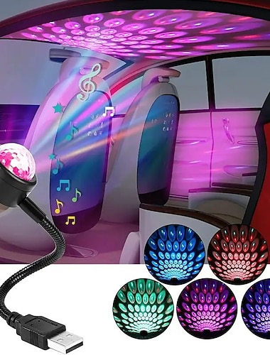  dj lighting sound party auto usb mini disco ball lights rgb متعدد الألوان car الغلاف الجوي ديكورات الغرفة مصباح magic strobe light