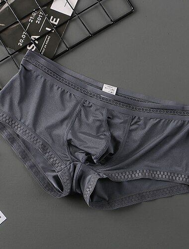  Herren 3 Pack Unterwäsche Boxer Slip Nylon Eis-Seide Waschbar Komfortabel Glatt Tiefe Hüfthöhe Oberflächenfarbe Schwarz