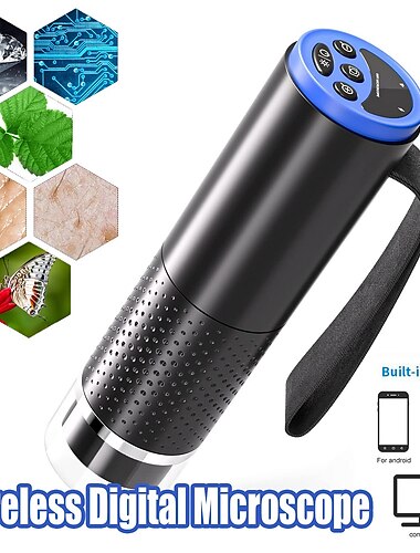  trådlöst digitalt mikroskop 50x-1000x förstoring wifi usb hd bärbar handhållen fickmikroskop kamera med 8 justerbara led kompatibel med iphone ipad android windows mac dator