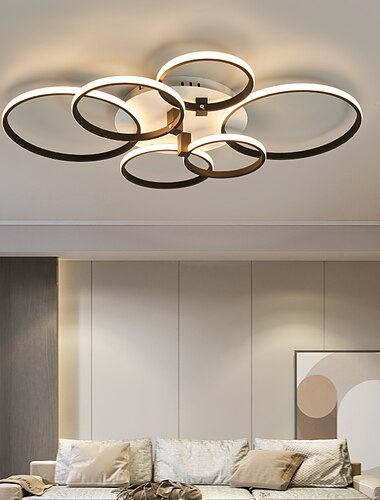  LED-Deckenleuchte Kreis Design 80cm Deckenleuchte modern künstlerisch Metall Acryl Stil stufenlos dimmbar Schlafzimmer lackiert Leuchten 110-240V nur dimmbar mit Fernbedienung