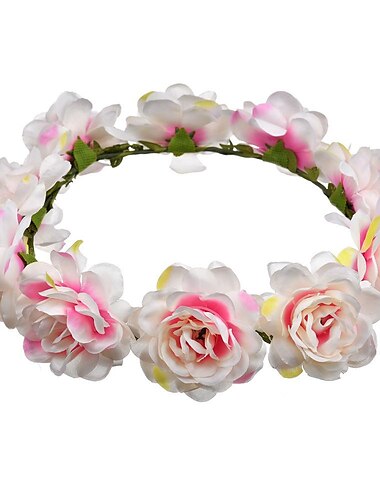  Blume Stirnband Rose Blumen Boho Kranz Girlande Haarband Bohemian Kopfschmuck Kopfbedeckung Kopfschmuck Frauen Mädchen Krone Blatt Haarbänder Party Dekoration Cosplay Kostüm handgefertigt Haarschmuck