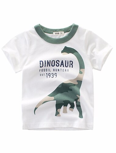 kinderkleidung Jungen T-Shirt Tee Tier Karikatur Krokodilmuster Kurzarm Rundhalsausschnitt Baumwolle Kinder oben Schulanfang Urlaub Cool bezaubernd Sommer Gelb 2-8 Jahre