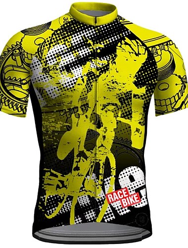  Homme Maillot Velo Cyclisme Manche Courte Cyclisme Maillot Top avec 3 poches arrière VTT Vélo tout terrain Vélo Route Respirable Séchage rapide Evacuation de l'humidité Bandes Réfléchissantes Noir