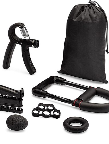  kit de entrenamiento de refuerzo de agarre de mano fitbeast (paquete de 5) agarre de antebrazo resistencia ajustable pinza de mano ejercitador de dedo anillo de agarre de camilla de dedo & pelota de