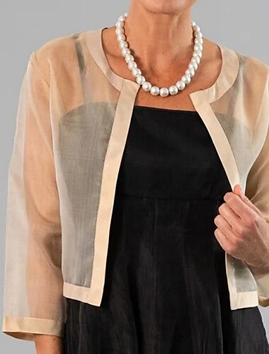  omslagdoek&amp;wikkelsjaals dames bruiloft gasten wikkels moeder wikkels voiles&amp;sheers pure zonbescherming 3/4 mouwen organza bruidsomslagdoeken met pure kleur voor feestlente&amp;zomer