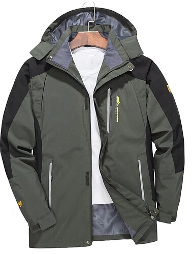  Herren Wasserdichte Wanderjacke Regenjacke Windjacke für Wanderer Draussen Patchwork Wasserdicht Tragbar Atmungsaktiv antistatisch Oberbekleidung Regenmantel Trench Coat Campen und Wandern Angeln