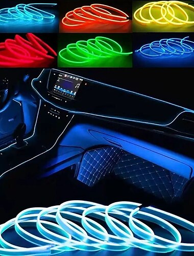  9.8ft 3m voiture lumière 12v led lumières froides flexible el néon fil auto lampes sur la ligne de bandes de lumière froide de voiture lnterior décoration bandes lampes lumières néon flexible