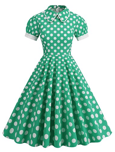  Groszki Retro / vintage Lata 50. Sukienka Rozkloszowana sukienka Groszki Damskie Karnawał Bal maskowy Dzienne zużycie Randka Wieczór panieński Dla dorosłych Sukienka Sukienki na bal maturalny
