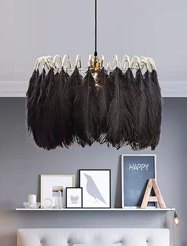  Lustre blanc plume éclairage led suspension décor minimaliste suspension belle suspension réglable pour chambre filles chambre
