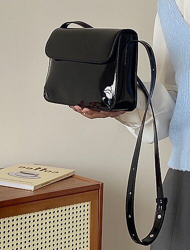  Dames Crossbody zak Lakleer PU-nahka Kantoor Dagelijks waterdicht Ademend Duurzaam Effen Kleur Zwart Rood