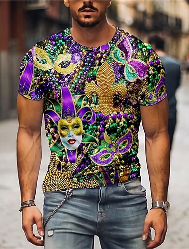  Herren Graphic Clown T Shirt Tee Kurzarm T-Shirt 3D-Druck Rundhalsausschnitt Hemd Designer Urlaub Brautkleider schlicht Täglich Karneval Rot Purpur Grün Frühling Sommer Bekleidung S M L XL 2XL 3XL 4XL