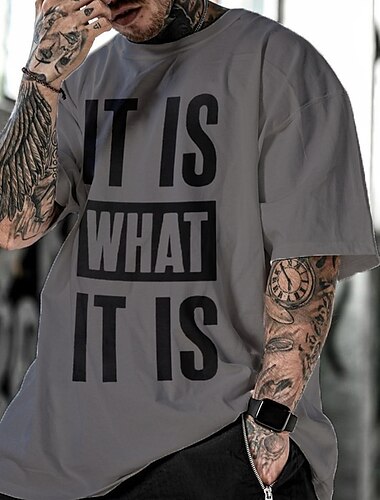  Herren Grafik Buchstabe T Shirt T-Shirt 100% Baumwolle Kurzarm Grafik Hemd Schwarz Weiß Grau Bequemes T-Shirt Urlaub Alltagskleidung Modedesigner-Kleidung