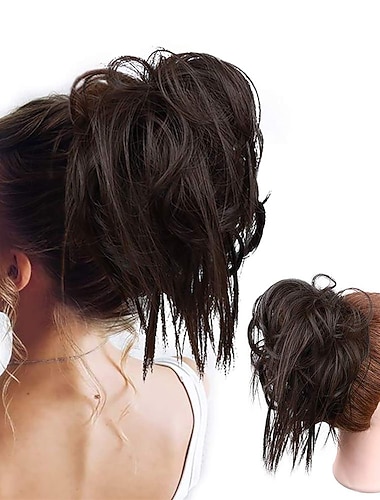  rufsig updo stökigt knull hårförlängning hästsvans med elastiskt gummiband updo hästsvans hårstycke syntetiska hårförlängningar scrunchies hästsvans hårstycken för kvinnor