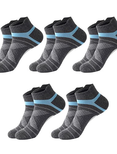  Herren 5 Paare Socken Ankle Socken Laufsport Socken Schwarz Blau Farbe Farbblock Freizeitskleidung Urlaub Wochenende Mittel Sommer Frühling Warm-Ups
