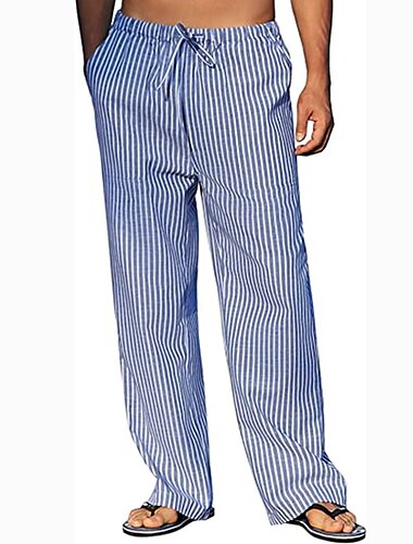  Bărbați Pantaloni Pantaloni de vară Pantaloni de plajă Cordon Talie elastică Picior drept Dunga Confort Casual Zilnic Concediu Șic Stradă Designer Negru Mov
