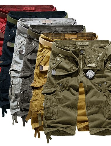  Per uomo Pantaloncini modello cargo Maglia da escursione Coulisse sulle gambe Multi tasca Tasche multiple Liscio Traspirante All'aperto Polpaccio Informale Giornaliero Streetwear Moda Verde militare
